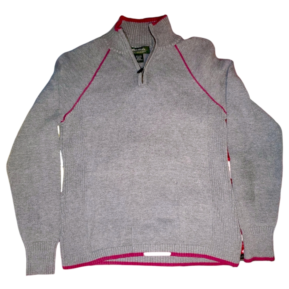 Eddie Bauer Womans Sweater Small Gray Pink The Original Outdoor Outfitter  Fines